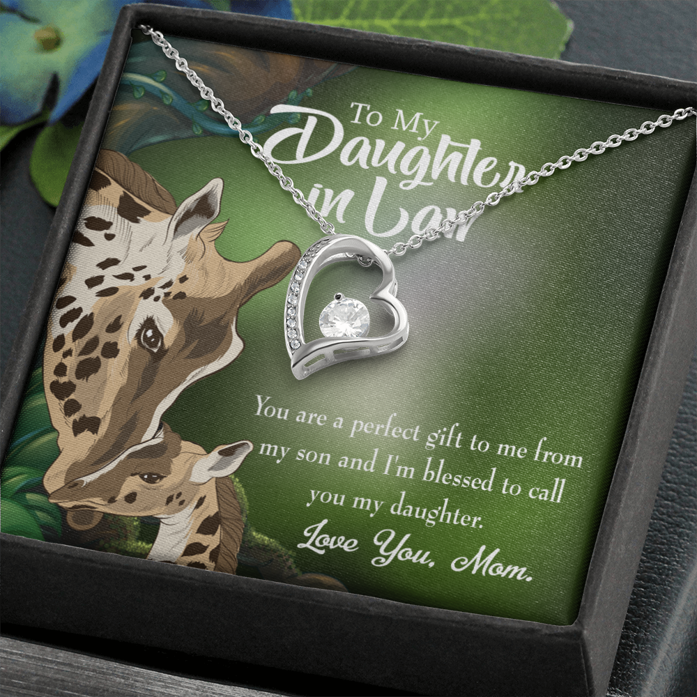 To My Daughter-in-Law Perfect Gift From Mother-in-Law Forever Necklace w Message Card-Express Your Love Gifts