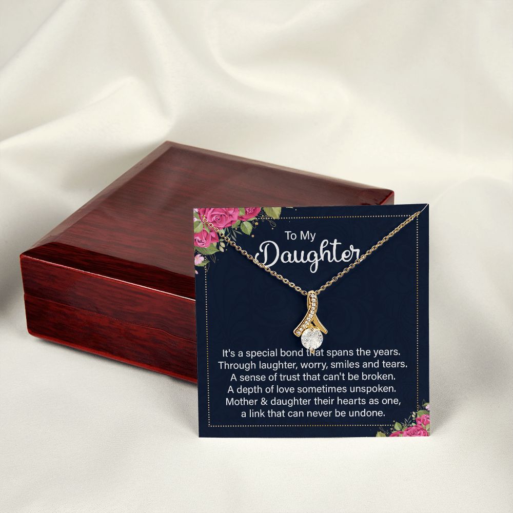 To My Daughter It's a Special Bond Alluring Ribbon Necklace Message Card-Express Your Love Gifts