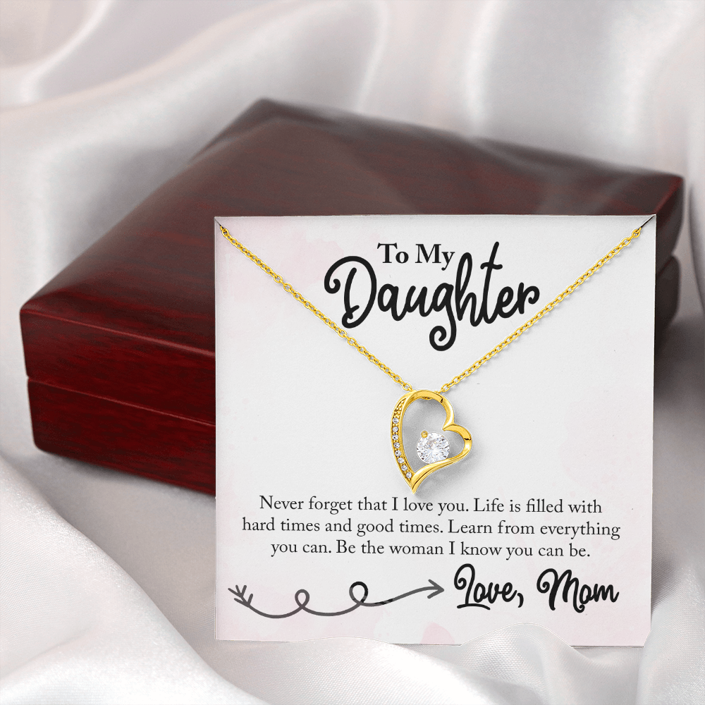 To My Daughter Learn From Everything From Mom Forever Necklace w Message Card-Express Your Love Gifts