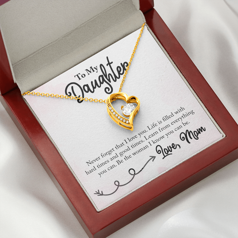 To My Daughter Learn From Everything From Mom Forever Necklace w Message Card-Express Your Love Gifts