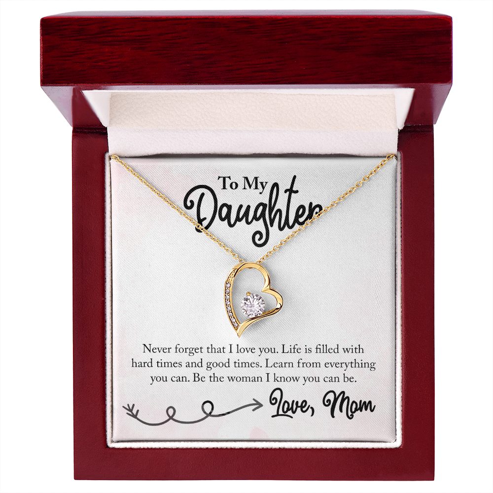 To My Daughter Learn From Everything From Mom Forever Necklace w Message Card-Express Your Love Gifts