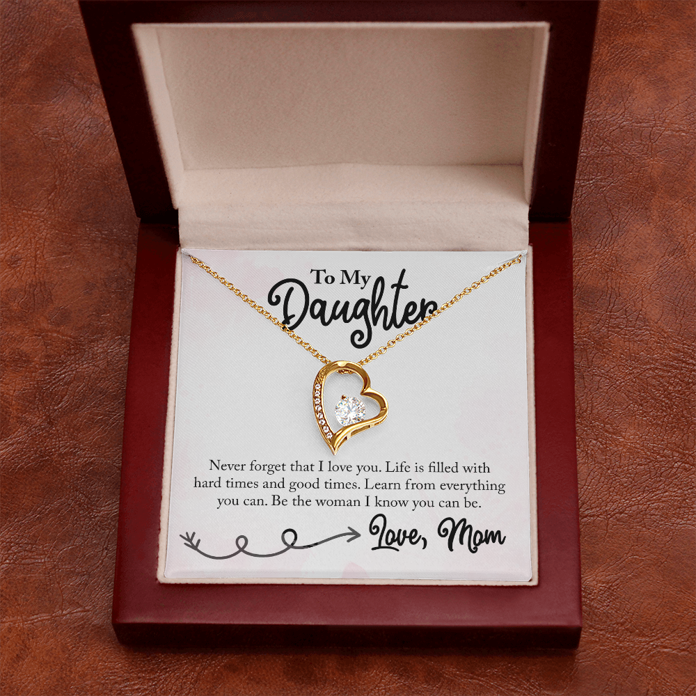 To My Daughter Learn From Everything From Mom Forever Necklace w Message Card-Express Your Love Gifts