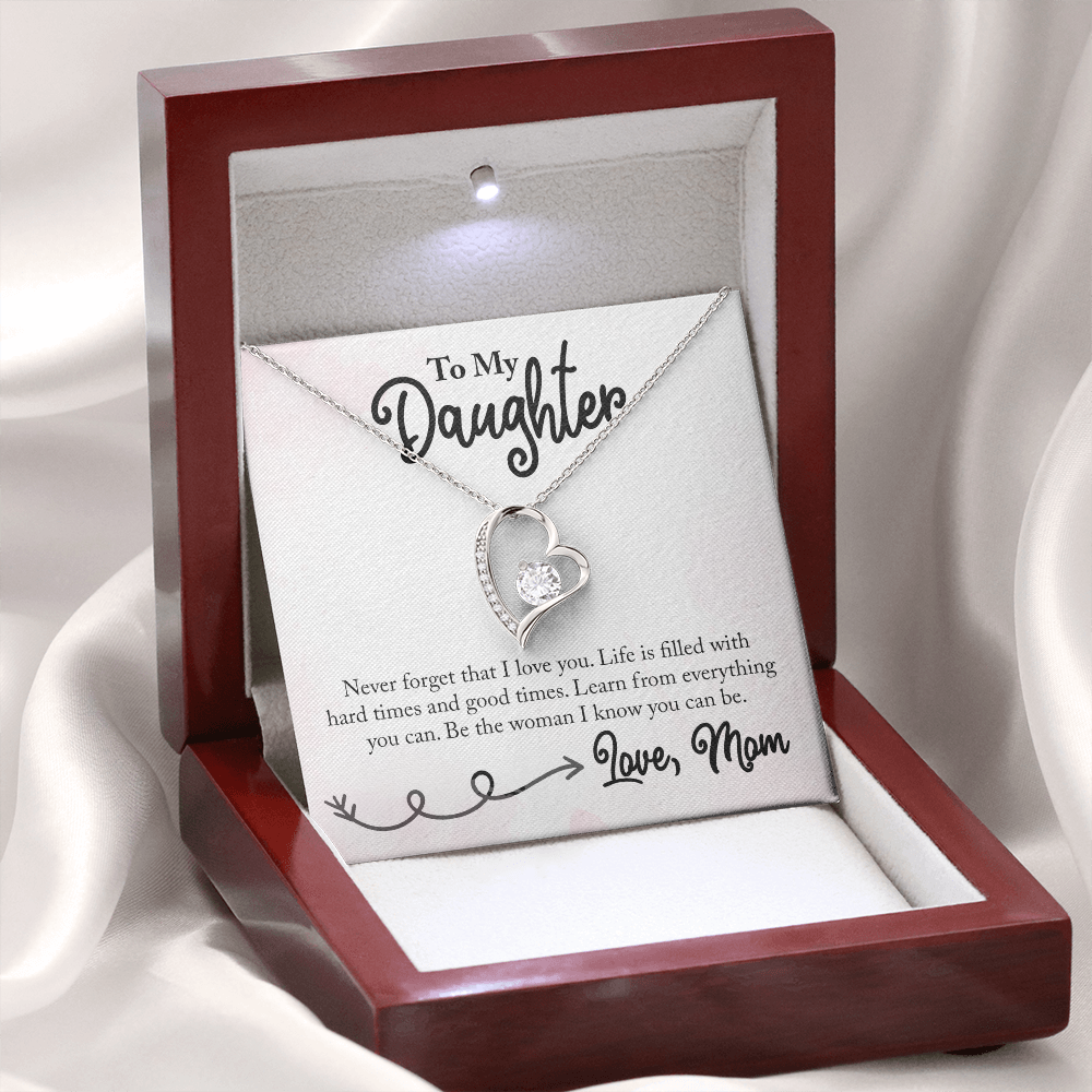 To My Daughter Learn From Everything From Mom Forever Necklace w Message Card-Express Your Love Gifts