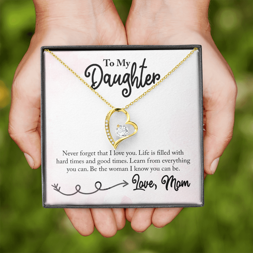 To My Daughter Learn From Everything From Mom Forever Necklace w Message Card-Express Your Love Gifts