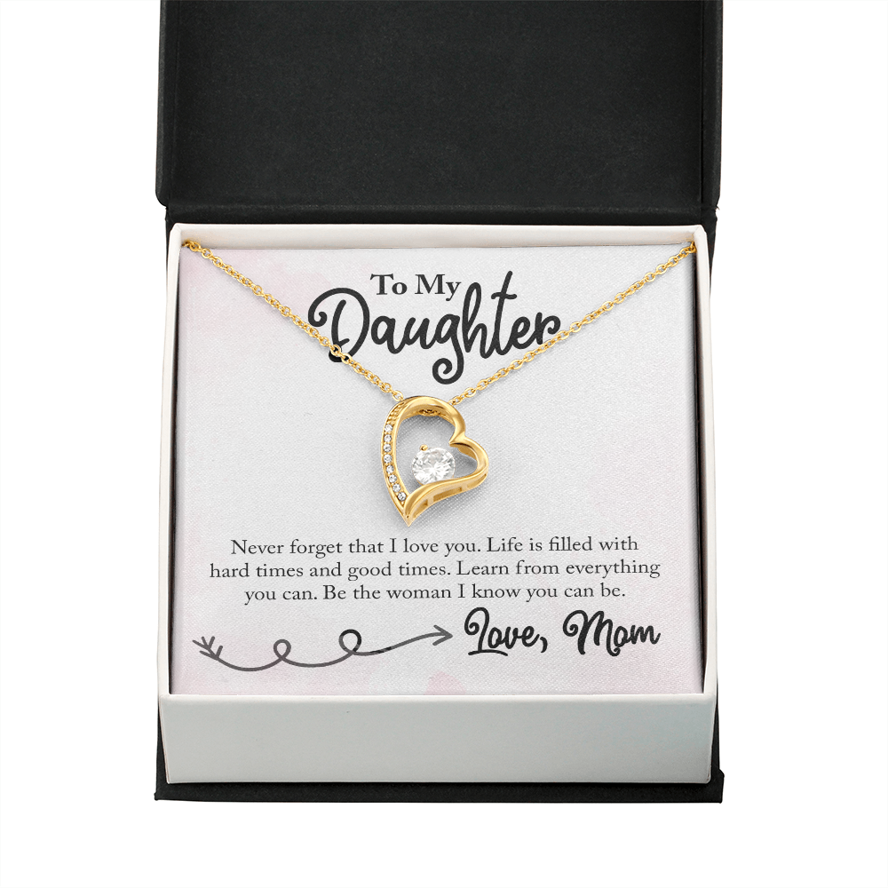 To My Daughter Learn From Everything From Mom Forever Necklace w Message Card-Express Your Love Gifts