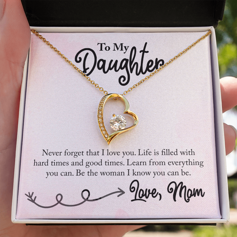 To My Daughter Learn From Everything From Mom Forever Necklace w Message Card-Express Your Love Gifts