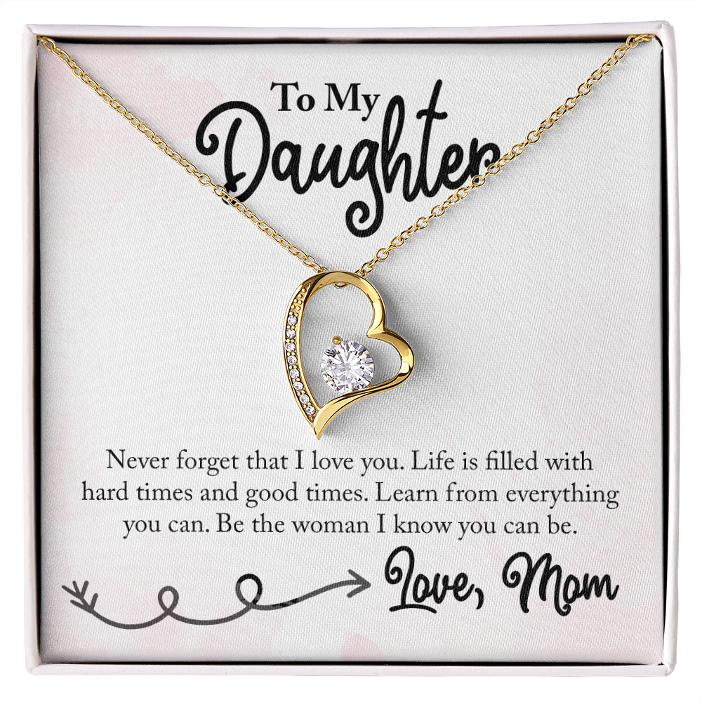 To My Daughter Learn From Everything From Mom Forever Necklace w Message Card-Express Your Love Gifts