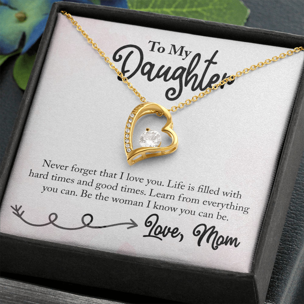 To My Daughter Learn From Everything From Mom Forever Necklace w Message Card-Express Your Love Gifts