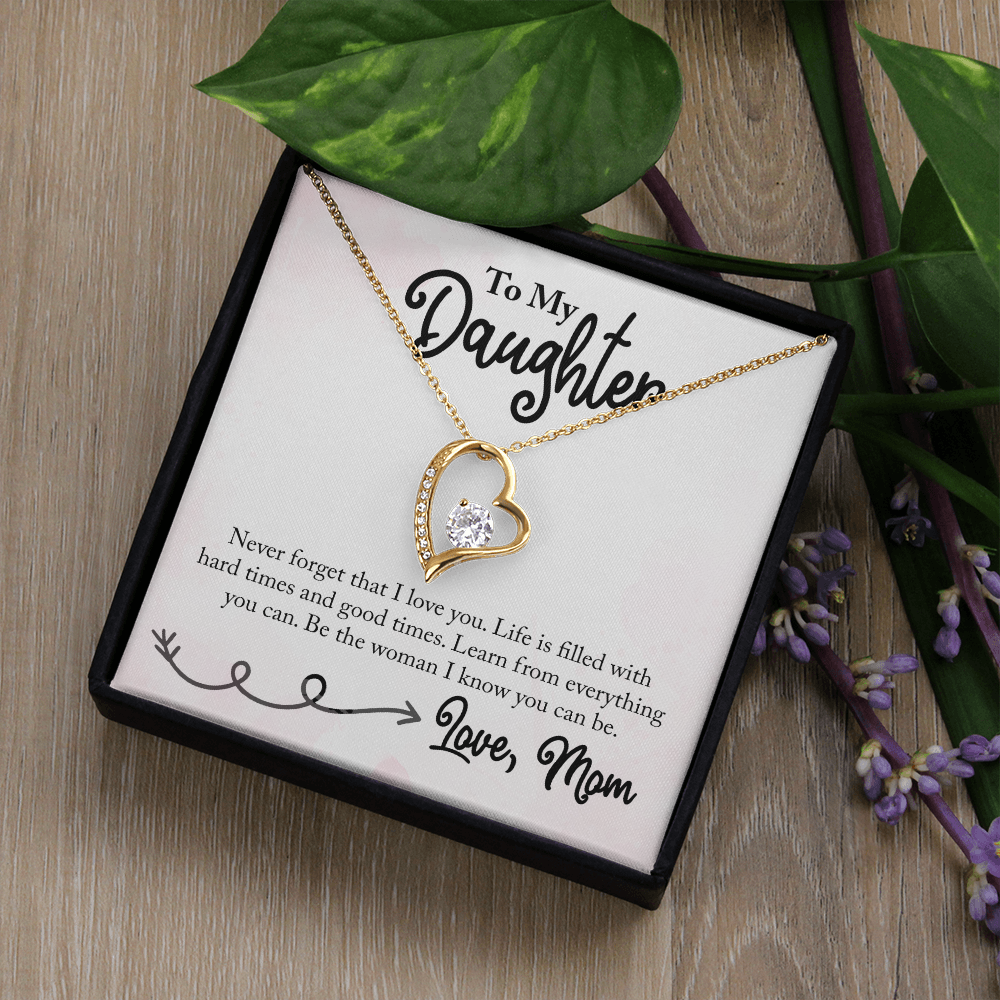 To My Daughter Learn From Everything From Mom Forever Necklace w Message Card-Express Your Love Gifts