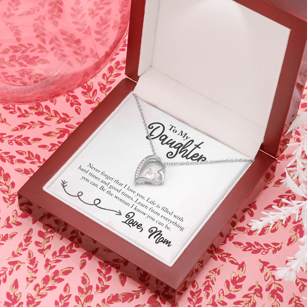 To My Daughter Learn From Everything From Mom Forever Necklace w Message Card-Express Your Love Gifts