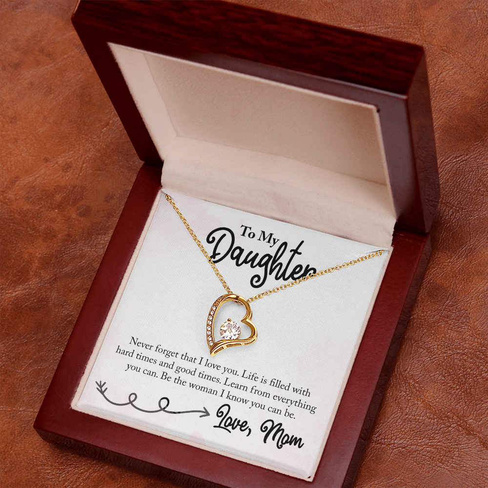 To My Daughter Learn From Everything From Mom Forever Necklace w Message Card-Express Your Love Gifts