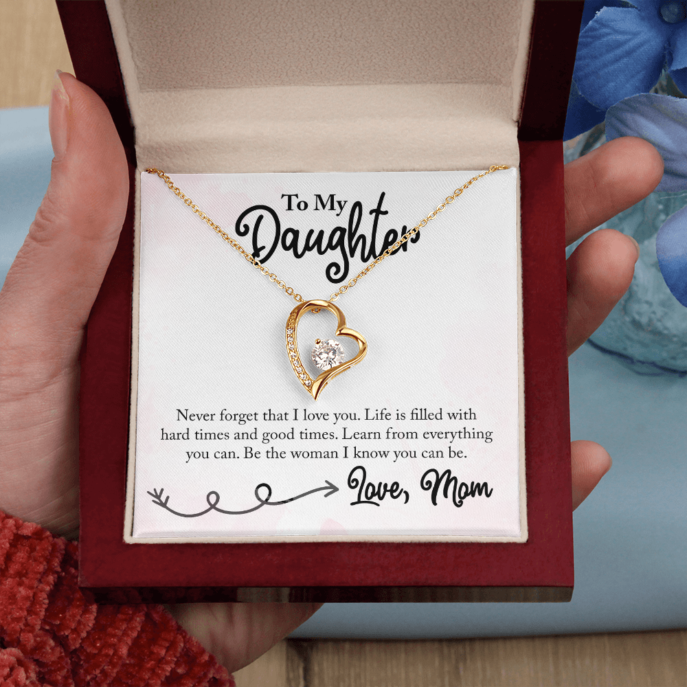 To My Daughter Learn From Everything From Mom Forever Necklace w Message Card-Express Your Love Gifts