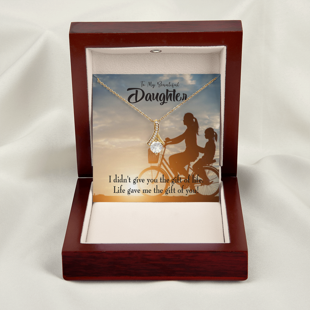 To My Daughter Life Gave Me You From Mom Alluring Ribbon Necklace Message Card-Express Your Love Gifts