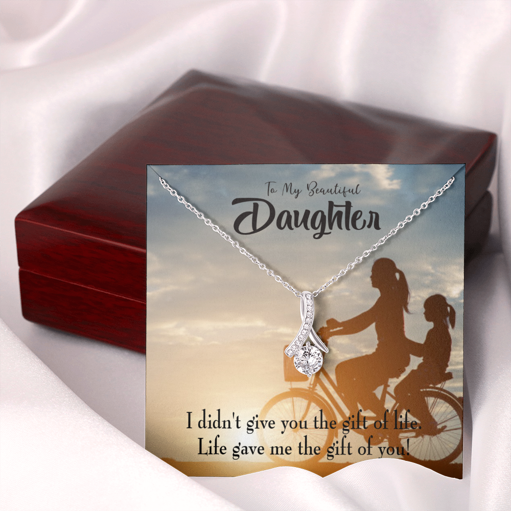 To My Daughter Life Gave Me You From Mom Alluring Ribbon Necklace Message Card-Express Your Love Gifts