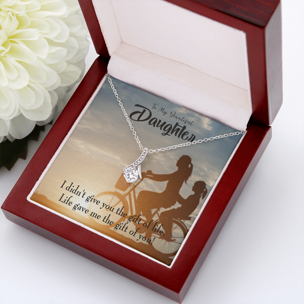 To My Daughter Life Gave Me You From Mom Alluring Ribbon Necklace Message Card-Express Your Love Gifts