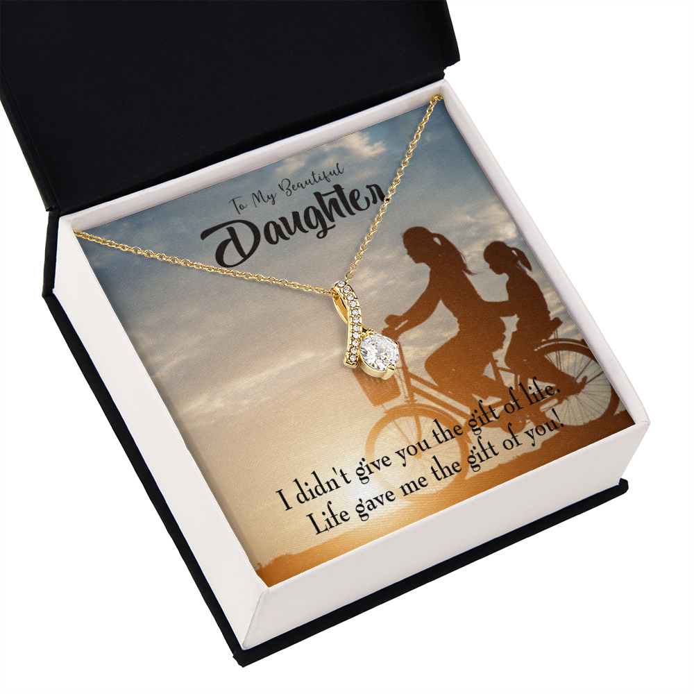 To My Daughter Life Gave Me You From Mom Alluring Ribbon Necklace Message Card-Express Your Love Gifts