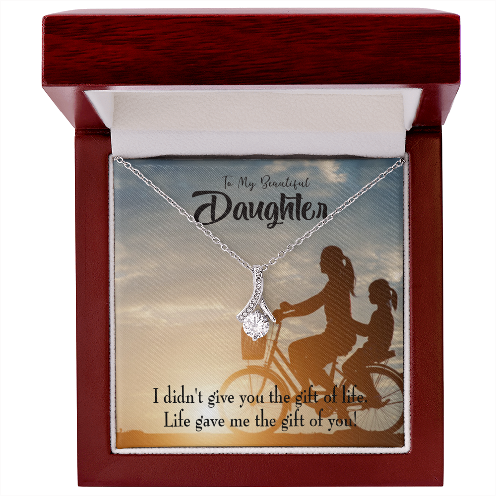 To My Daughter Life Gave Me You From Mom Alluring Ribbon Necklace Message Card-Express Your Love Gifts