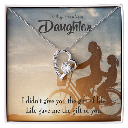 To My Daughter Life Gave Me You From Mom Forever Necklace w Message Card-Express Your Love Gifts