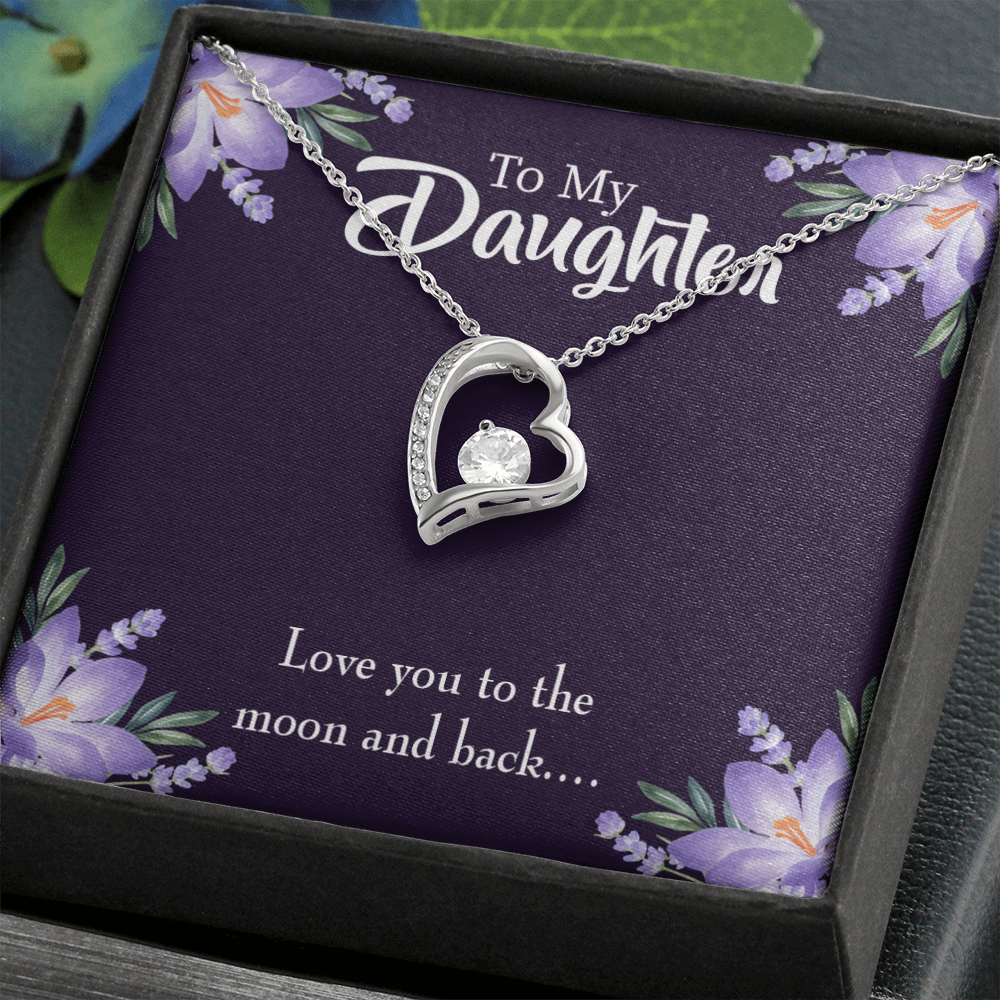 To My Daughter Love You to the Moon and Back Forever Necklace w Message Card-Express Your Love Gifts