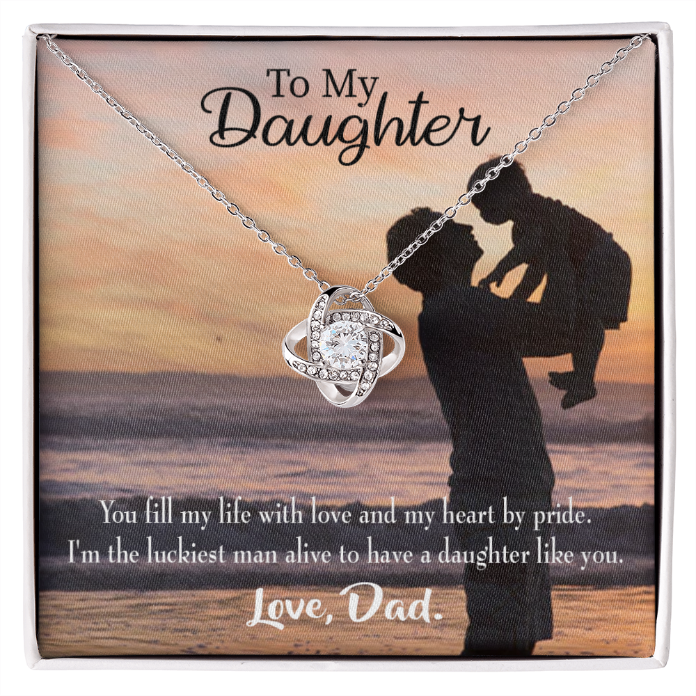 To My Daughter Luckiest Dad Infinity Knot Necklace Message Card-Express Your Love Gifts