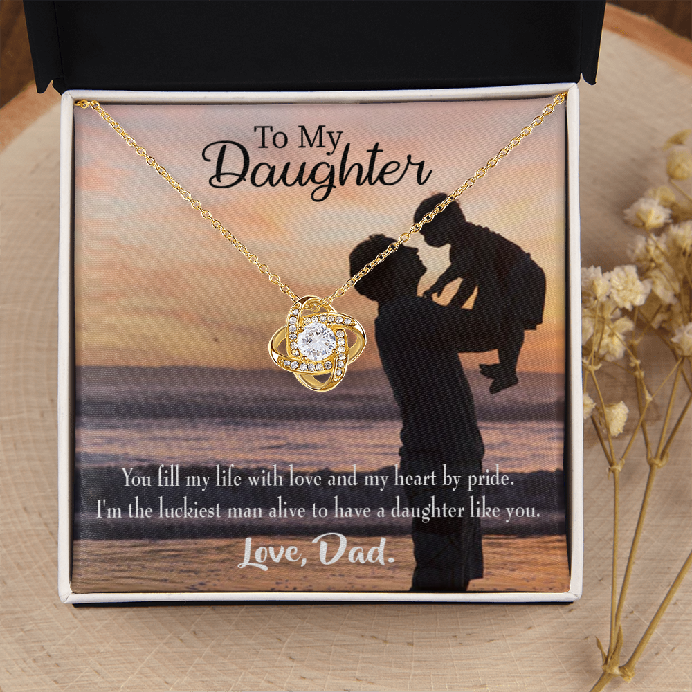 To My Daughter Luckiest Dad Infinity Knot Necklace Message Card-Express Your Love Gifts
