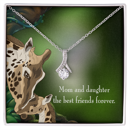 To My Daughter Mom and Daughter Best Friends Forever Alluring Ribbon Necklace Message Card-Express Your Love Gifts