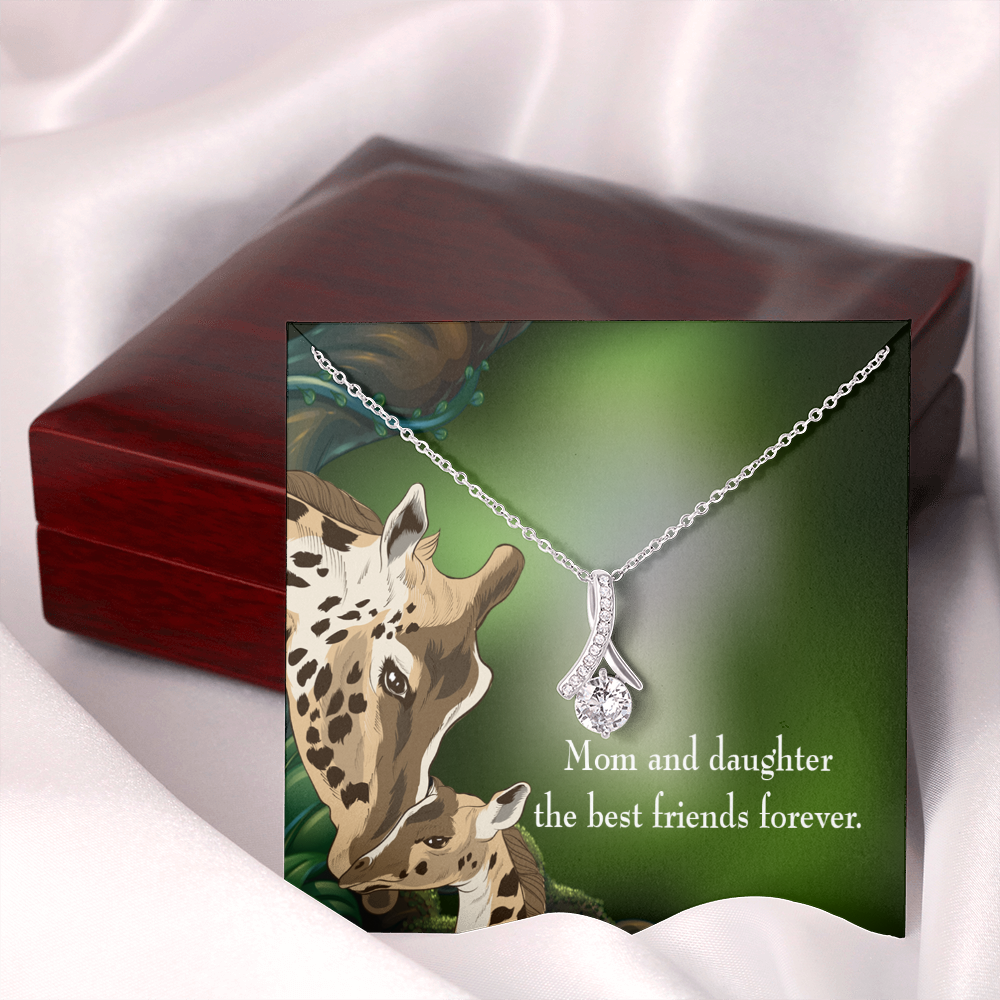 To My Daughter Mom and Daughter Best Friends Forever Alluring Ribbon Necklace Message Card-Express Your Love Gifts