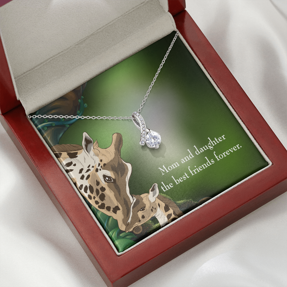 To My Daughter Mom and Daughter Best Friends Forever Alluring Ribbon Necklace Message Card-Express Your Love Gifts