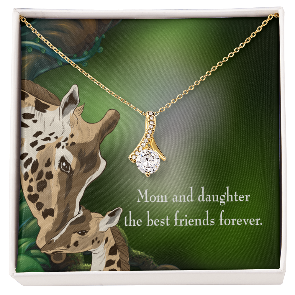 To My Daughter Mom and Daughter Best Friends Forever Alluring Ribbon Necklace Message Card-Express Your Love Gifts