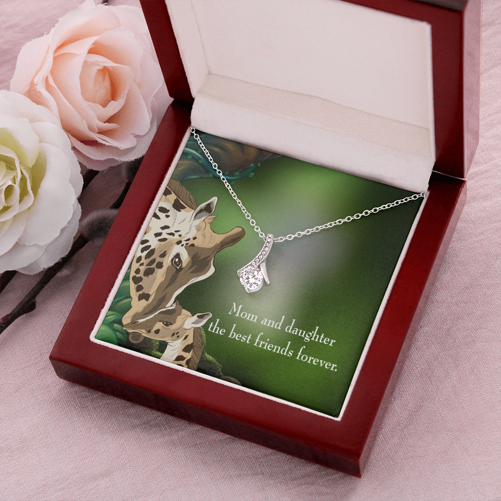 To My Daughter Mom and Daughter Best Friends Forever Alluring Ribbon Necklace Message Card-Express Your Love Gifts