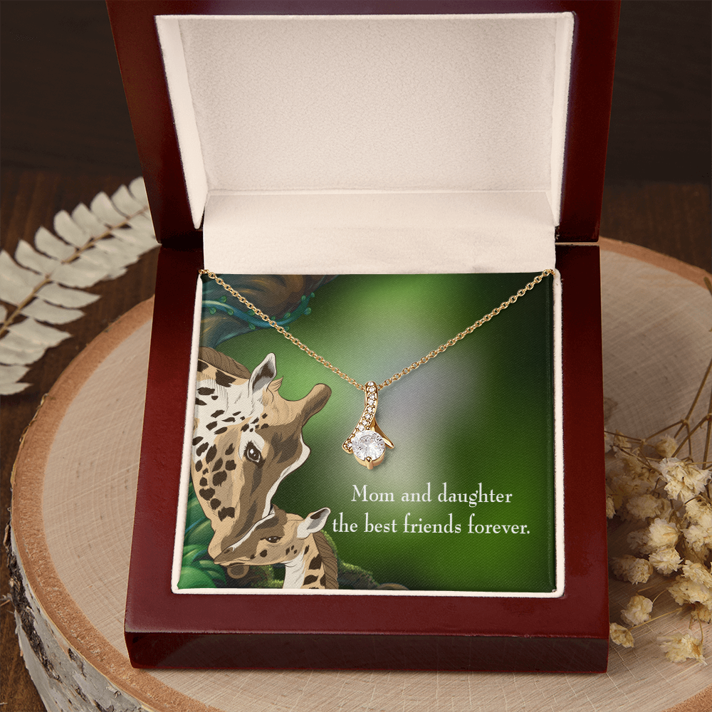 To My Daughter Mom and Daughter Best Friends Forever Alluring Ribbon Necklace Message Card-Express Your Love Gifts