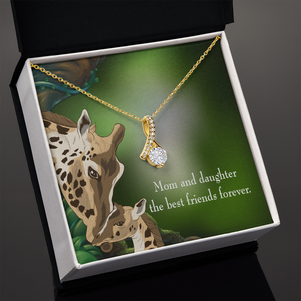 To My Daughter Mom and Daughter Best Friends Forever Alluring Ribbon Necklace Message Card-Express Your Love Gifts