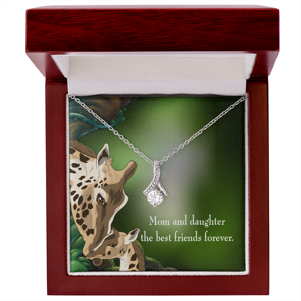 To My Daughter Mom and Daughter Best Friends Forever Alluring Ribbon Necklace Message Card-Express Your Love Gifts