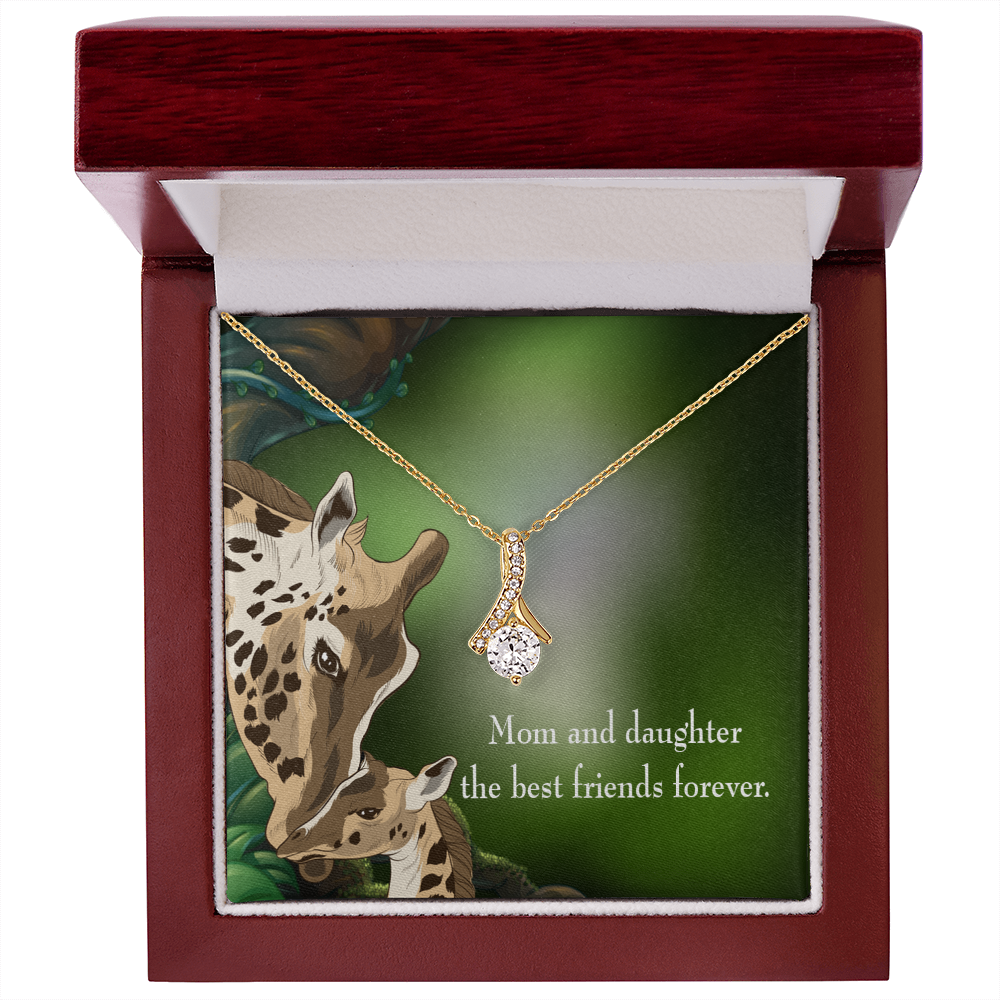 To My Daughter Mom and Daughter Best Friends Forever Alluring Ribbon Necklace Message Card-Express Your Love Gifts