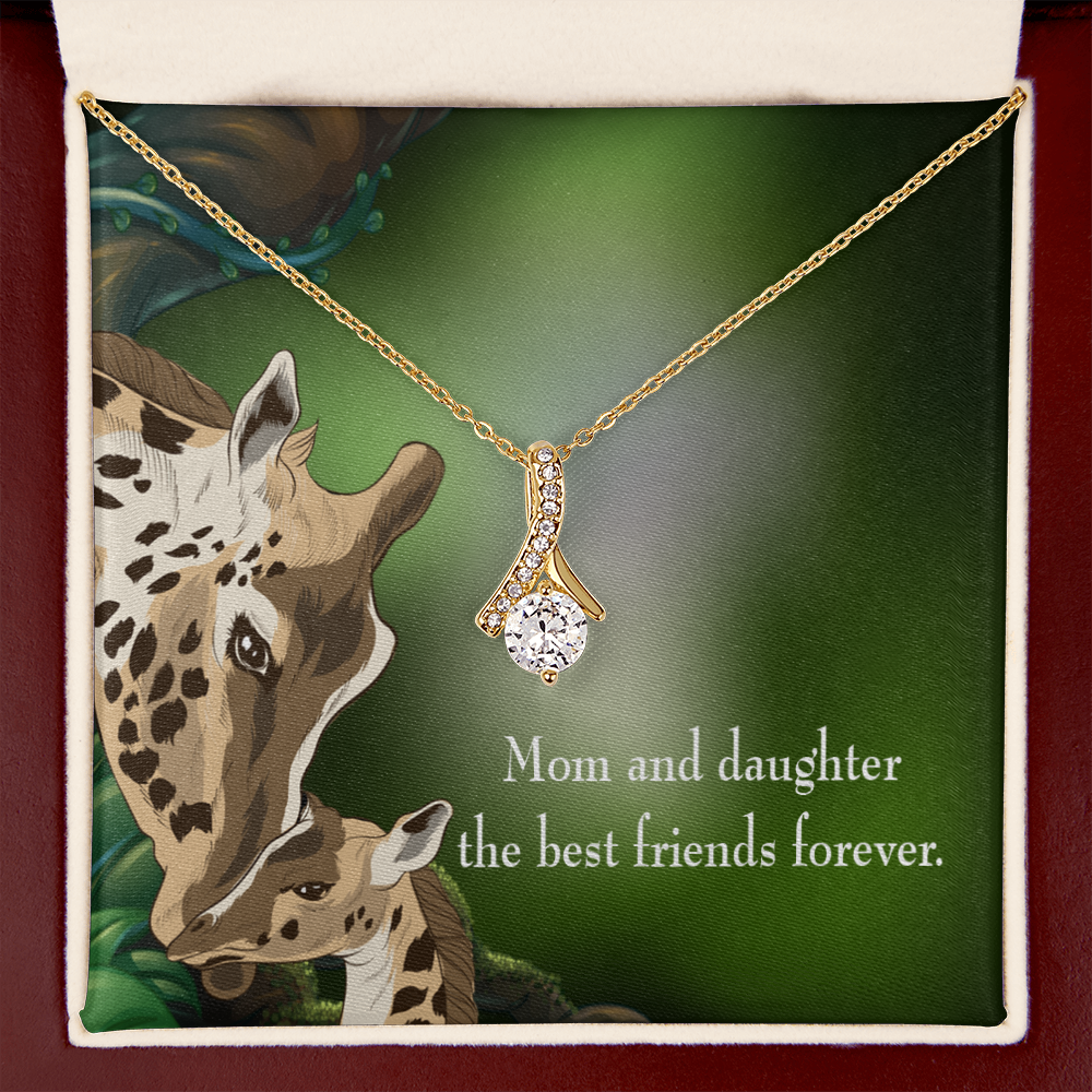 To My Daughter Mom and Daughter Best Friends Forever Alluring Ribbon Necklace Message Card-Express Your Love Gifts