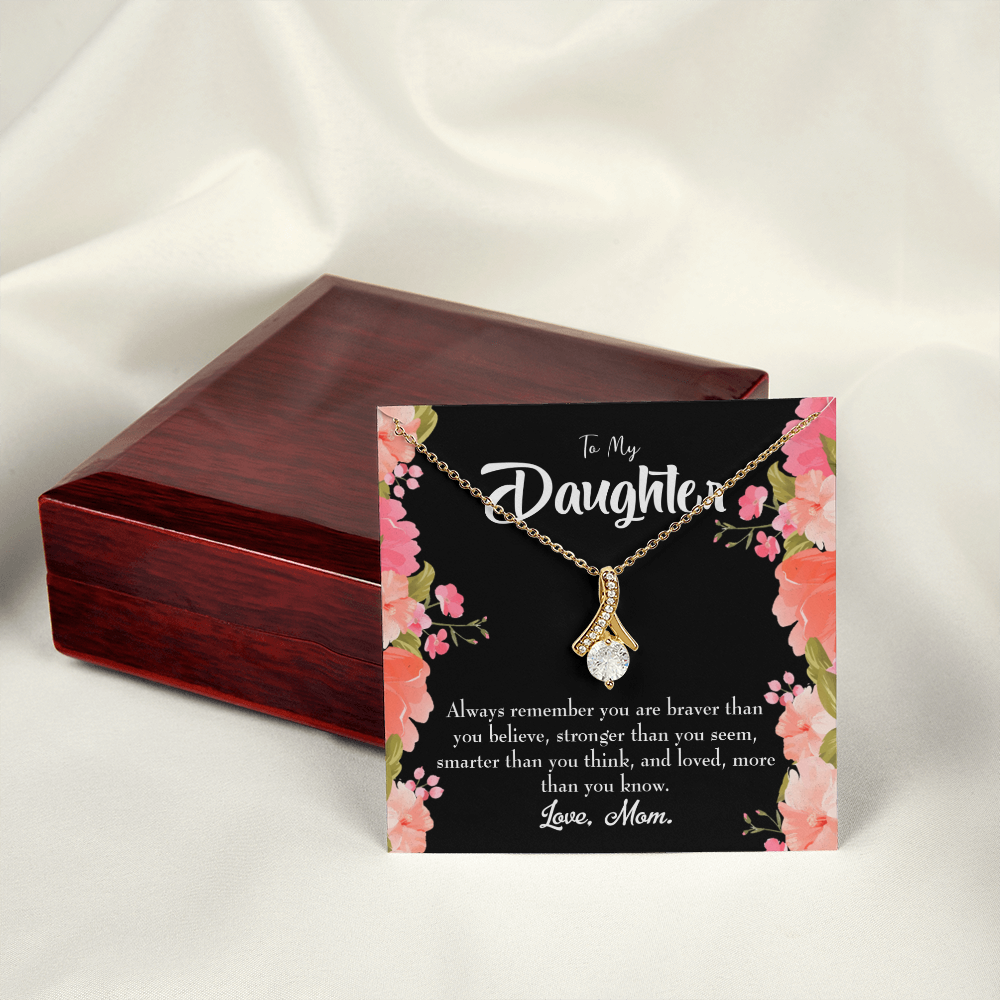 To My Daughter Mom Daughter Always Alluring Ribbon Necklace Message Card-Express Your Love Gifts