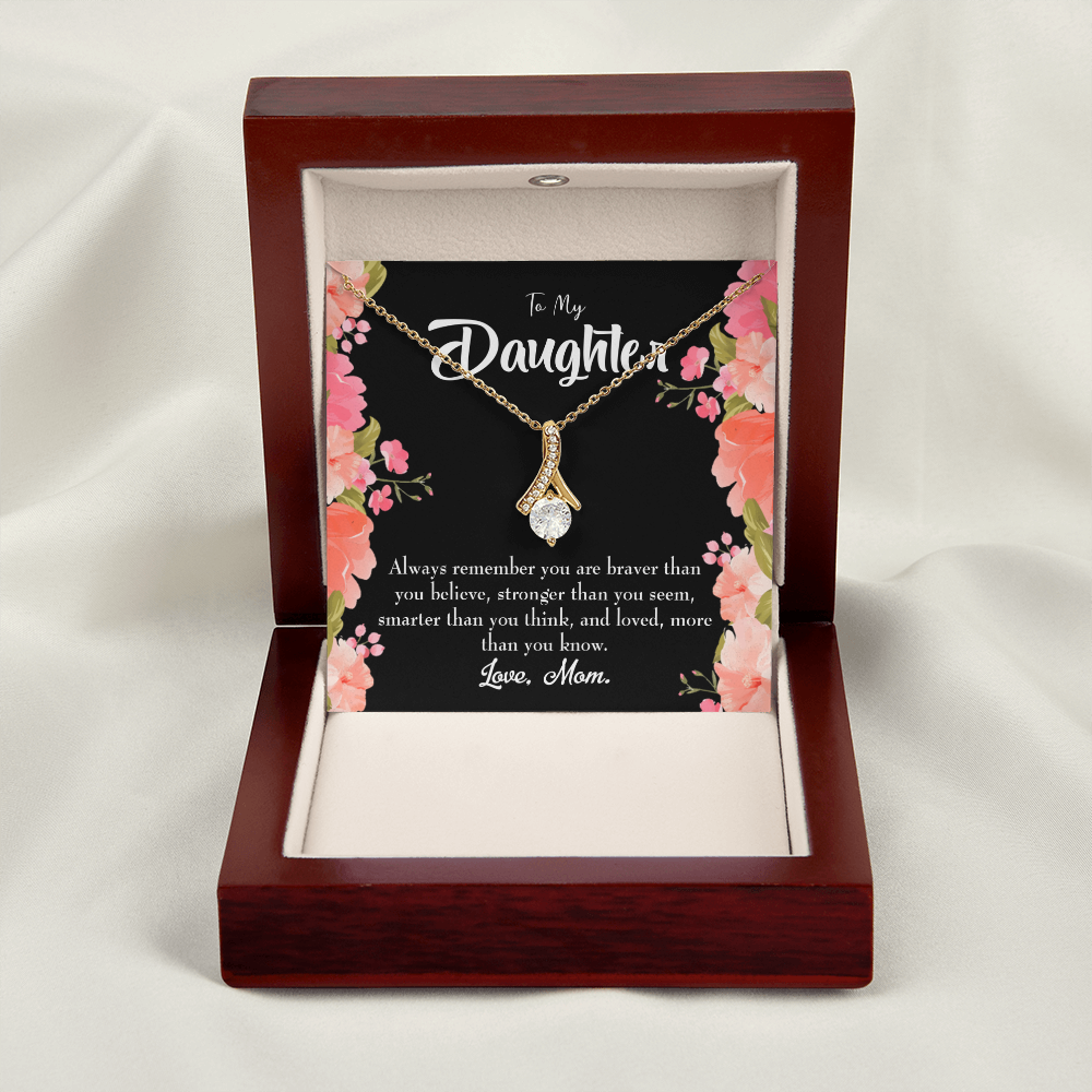 To My Daughter Mom Daughter Always Alluring Ribbon Necklace Message Card-Express Your Love Gifts