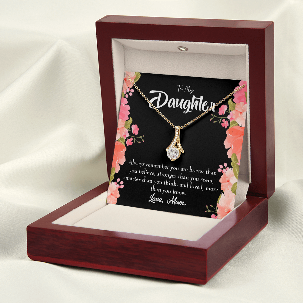 To My Daughter Mom Daughter Always Alluring Ribbon Necklace Message Card-Express Your Love Gifts