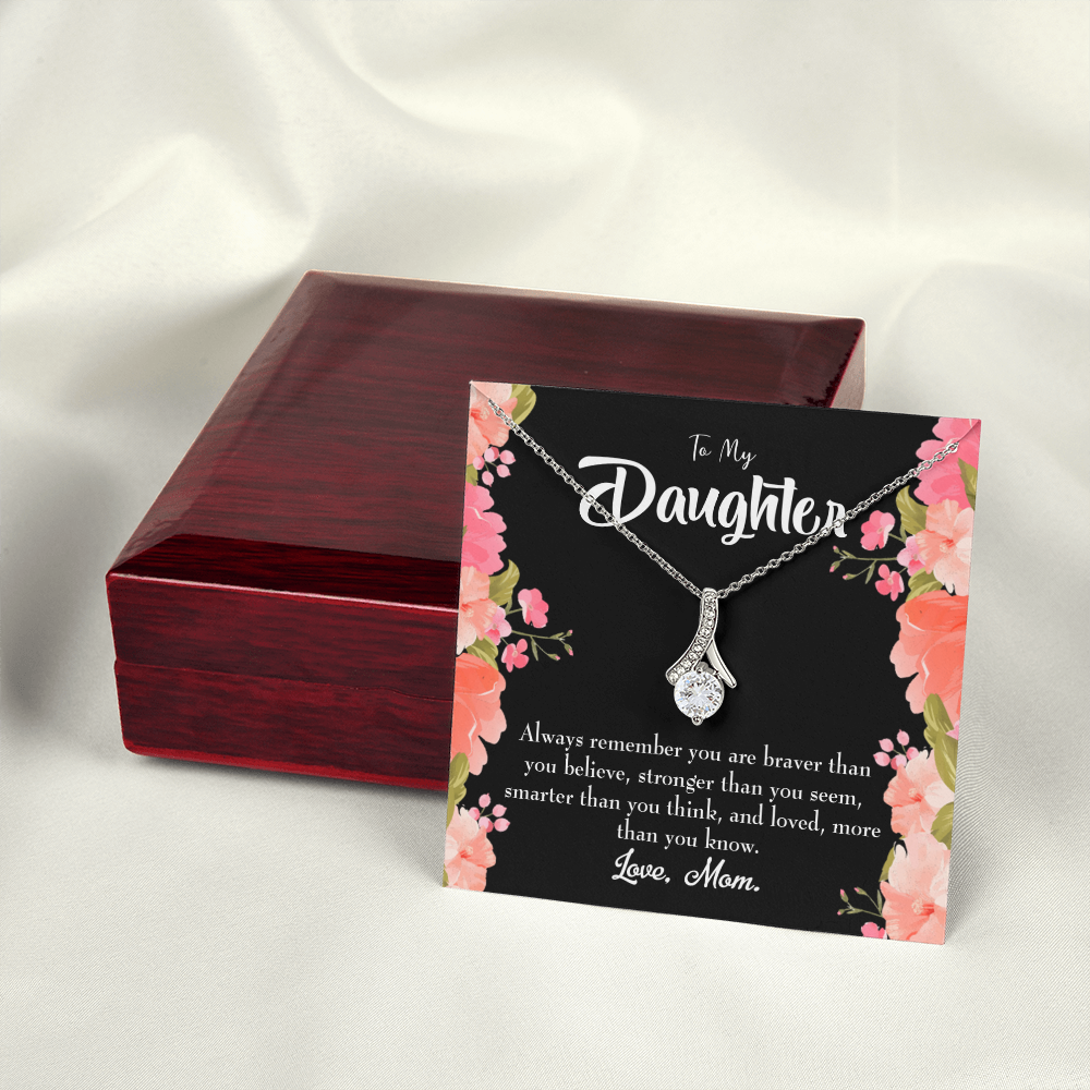 To My Daughter Mom Daughter Always Alluring Ribbon Necklace Message Card-Express Your Love Gifts