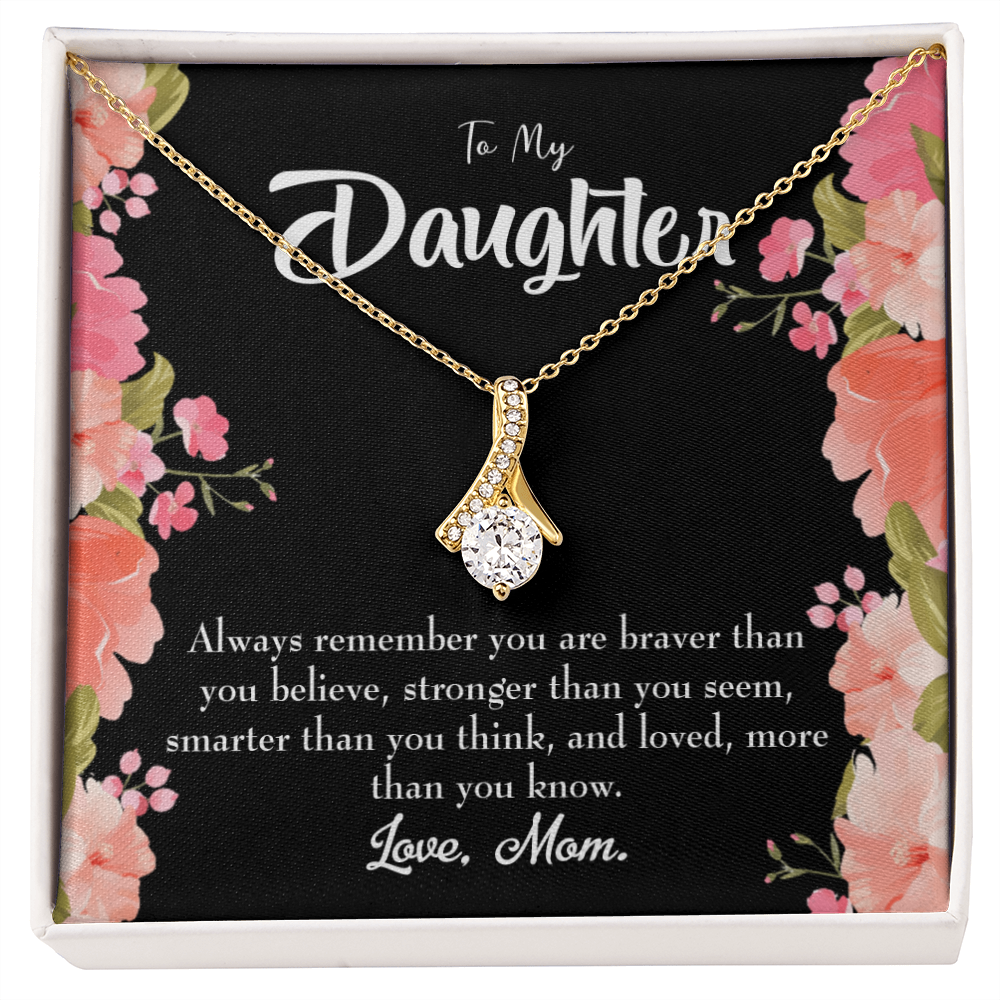 To My Daughter Mom Daughter Always Alluring Ribbon Necklace Message Card-Express Your Love Gifts