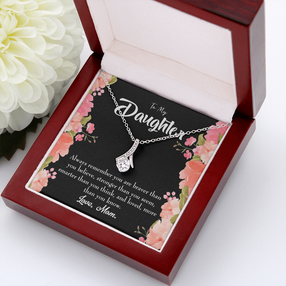 To My Daughter Mom Daughter Always Alluring Ribbon Necklace Message Card-Express Your Love Gifts