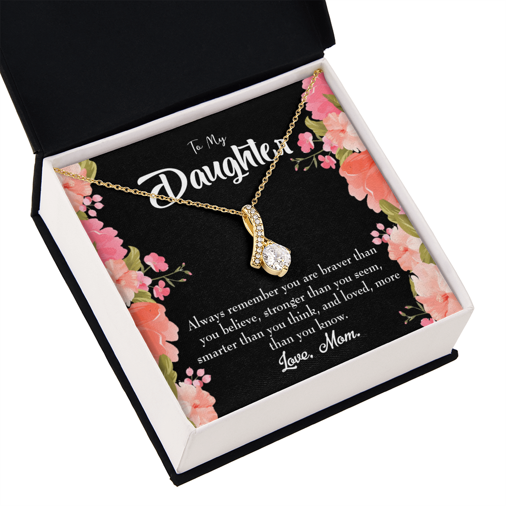 To My Daughter Mom Daughter Always Alluring Ribbon Necklace Message Card-Express Your Love Gifts