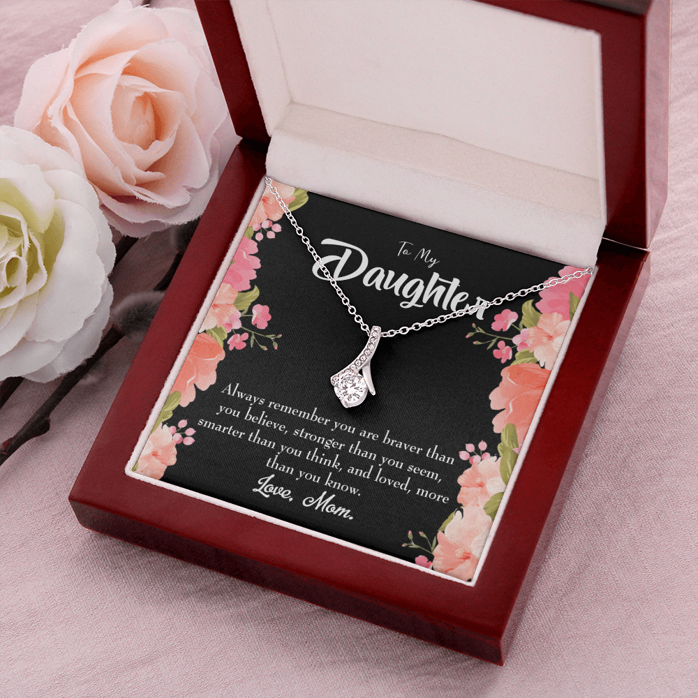 To My Daughter Mom Daughter Always Alluring Ribbon Necklace Message Card-Express Your Love Gifts