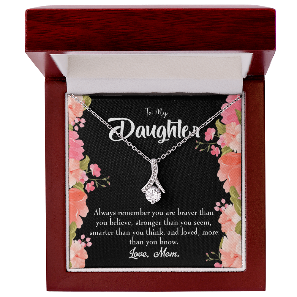 To My Daughter Mom Daughter Always Alluring Ribbon Necklace Message Card-Express Your Love Gifts