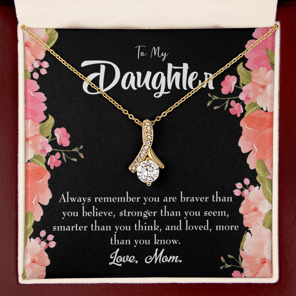 To My Daughter Mom Daughter Always Alluring Ribbon Necklace Message Card-Express Your Love Gifts