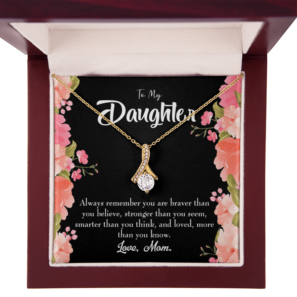 To My Daughter Mom Daughter Always Alluring Ribbon Necklace Message Card-Express Your Love Gifts