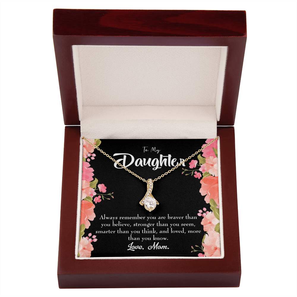 To My Daughter Mom Daughter Always Alluring Ribbon Necklace Message Card-Express Your Love Gifts