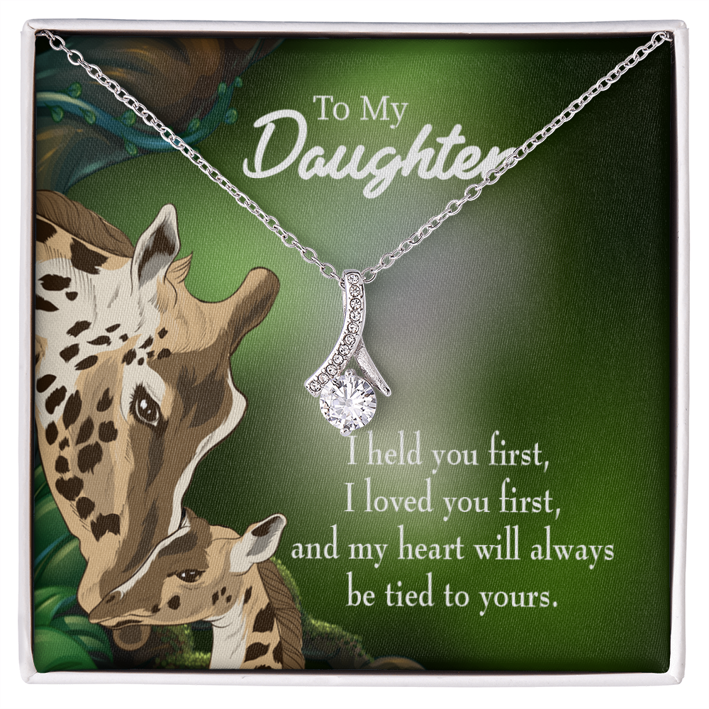 To My Daughter Mom Held You First Alluring Ribbon Necklace Message Card-Express Your Love Gifts