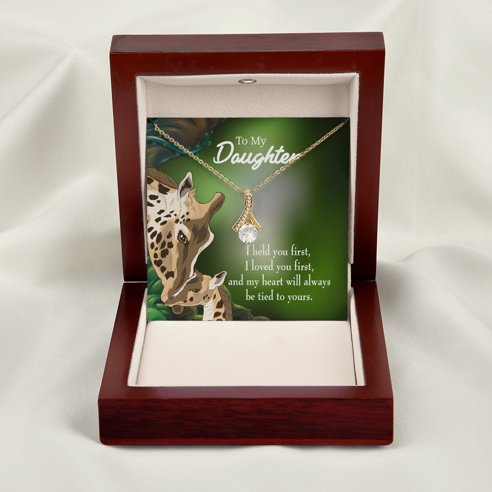 To My Daughter Mom Held You First Alluring Ribbon Necklace Message Card-Express Your Love Gifts