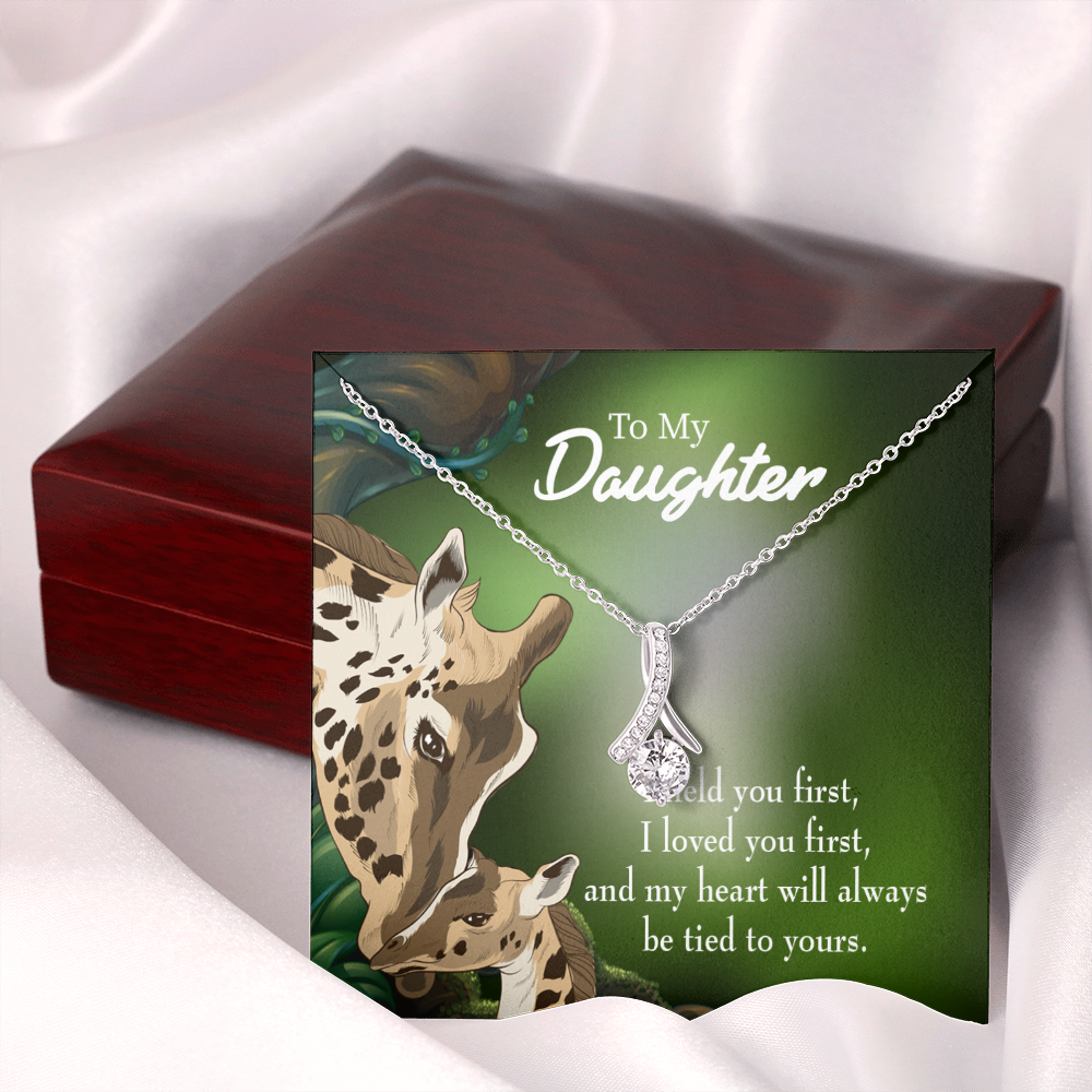 To My Daughter Mom Held You First Alluring Ribbon Necklace Message Card-Express Your Love Gifts